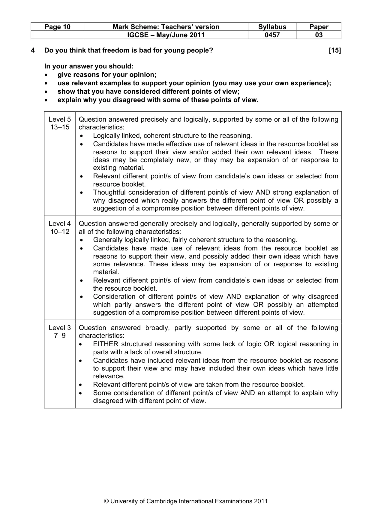 Mark scheme, page 10 of 20