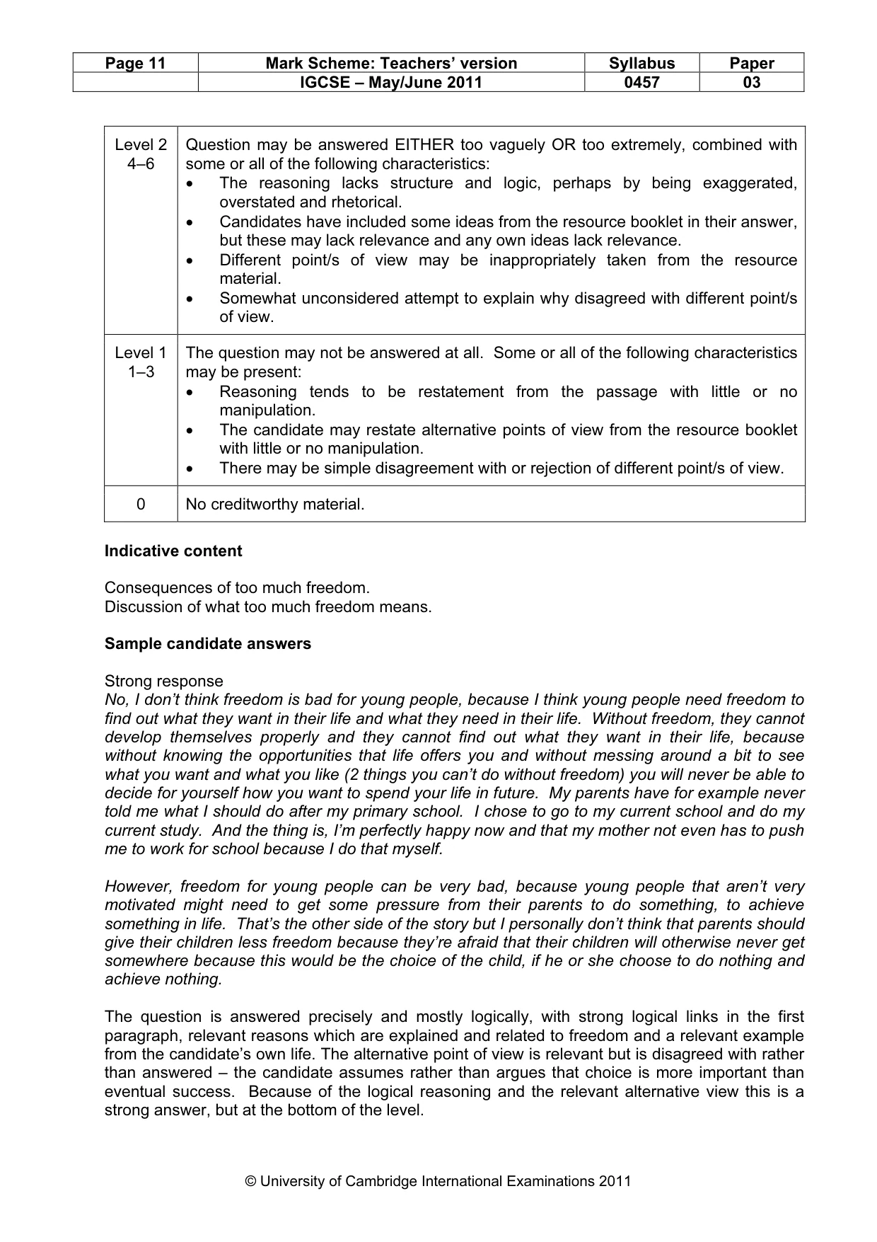 Mark scheme, page 11 of 20