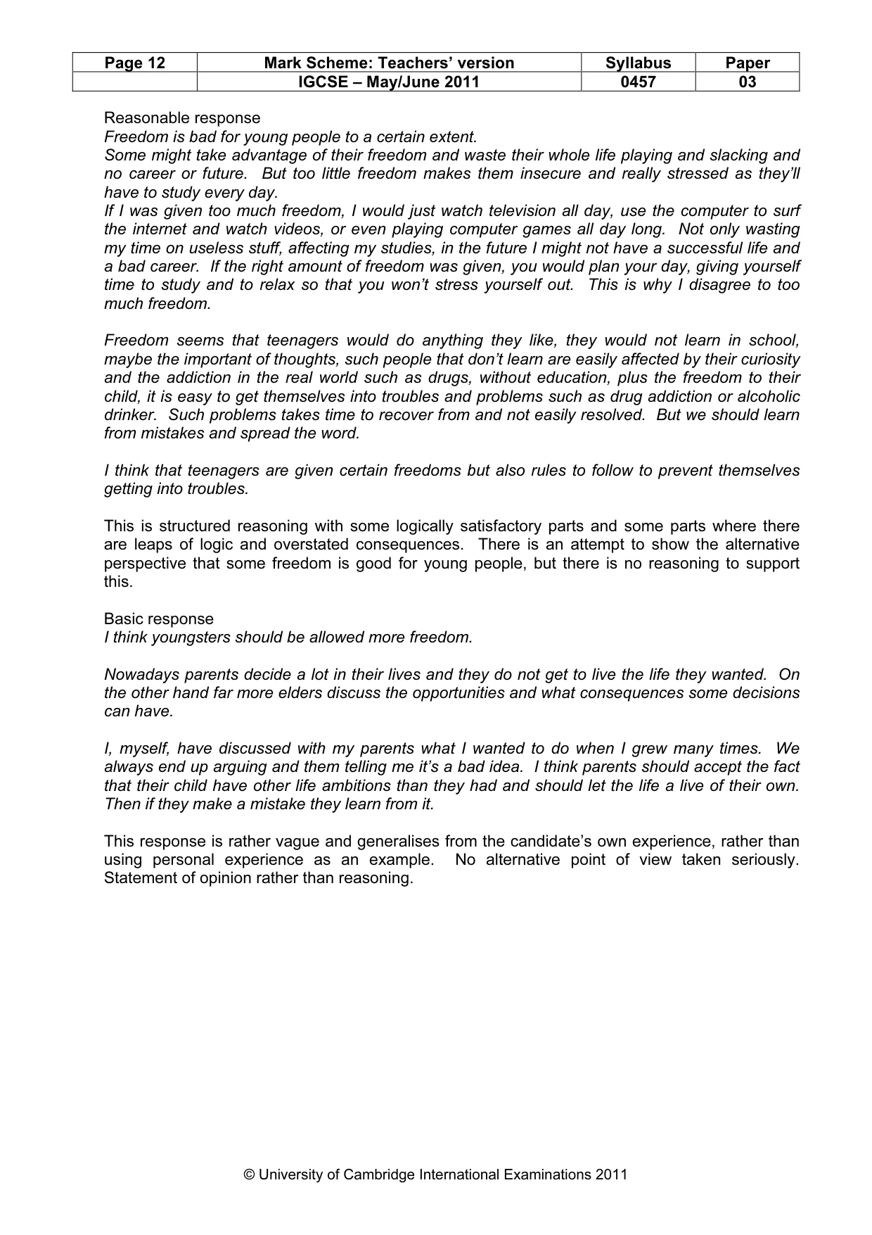 Mark scheme, page 12 of 20
