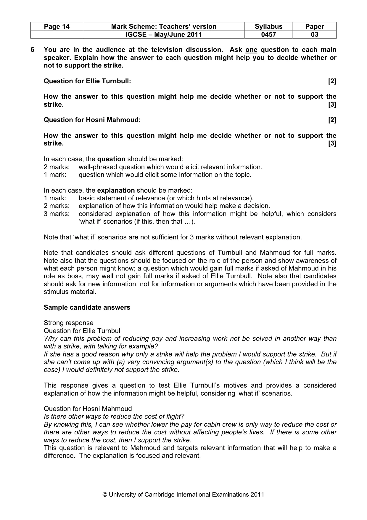 Mark scheme, page 14 of 20