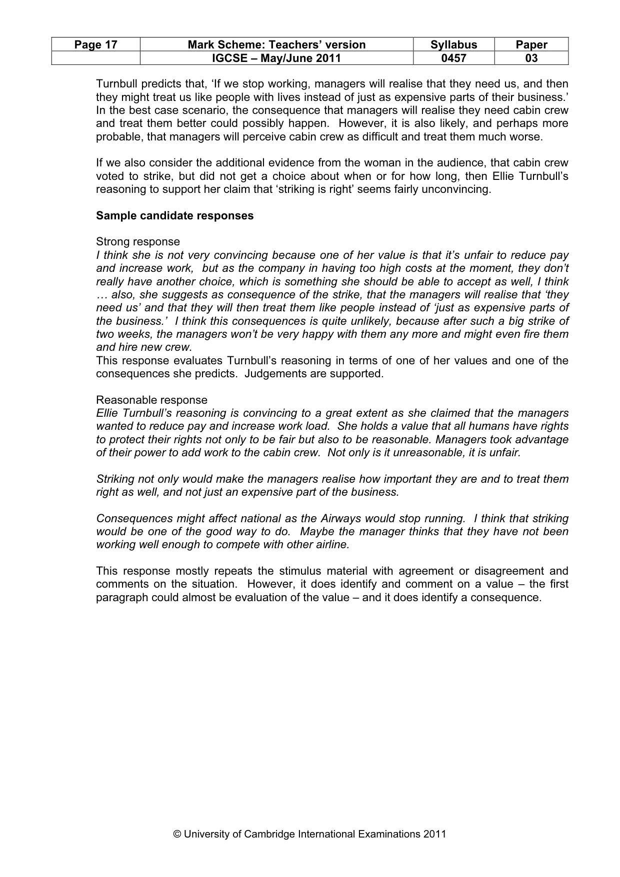 Mark scheme, page 17 of 20
