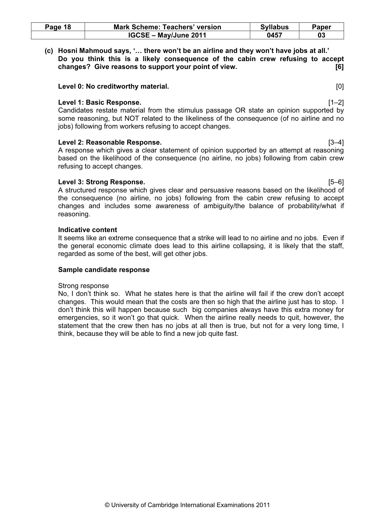 Mark scheme, page 18 of 20
