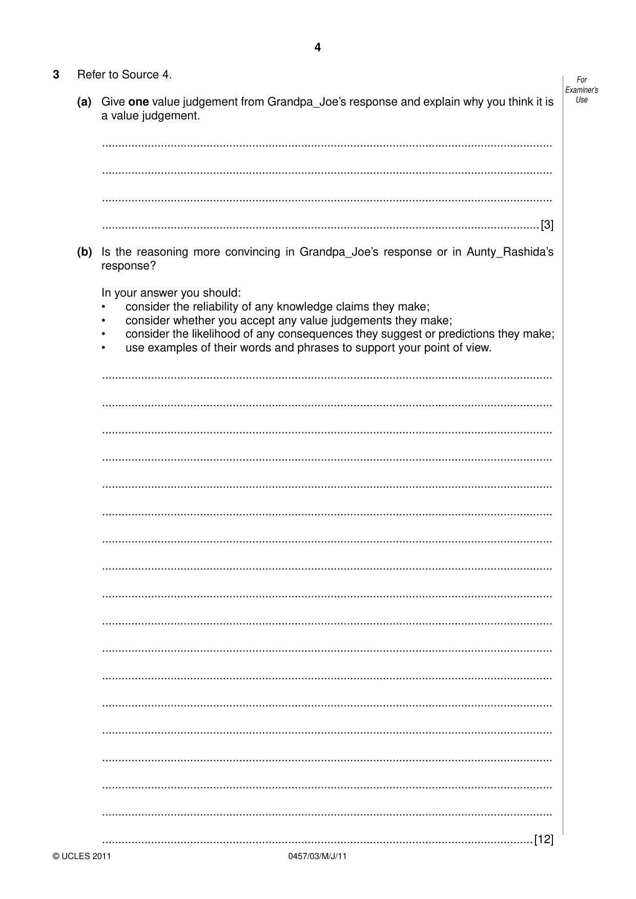 Cambridge IGCSE Global Perspectives 0457 2011 May/June Paper 3 · Variant 1 question paper, page 4 of 12