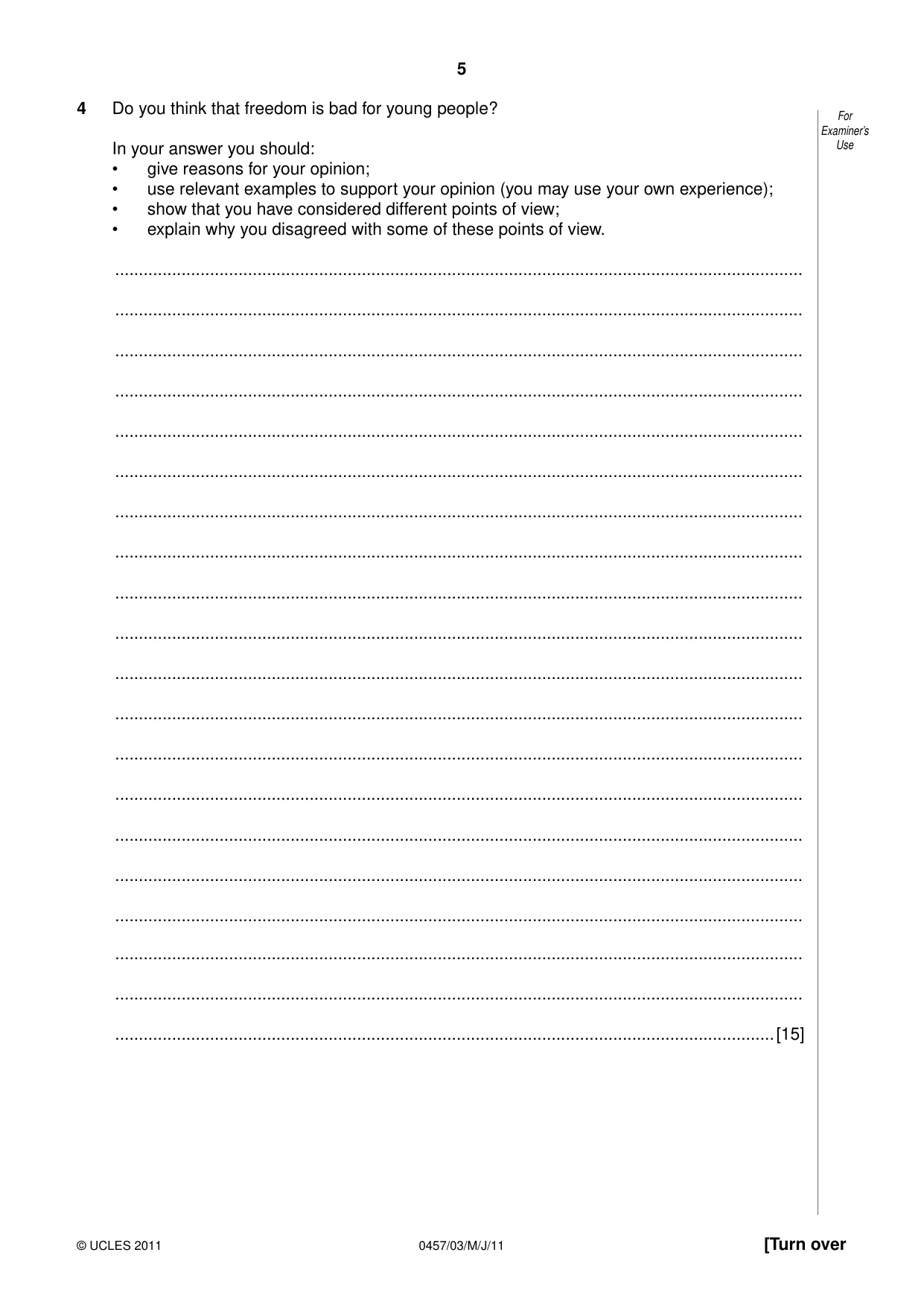 Cambridge IGCSE Global Perspectives 0457 2011 May/June Paper 3 · Variant 1 question paper, page 5 of 12