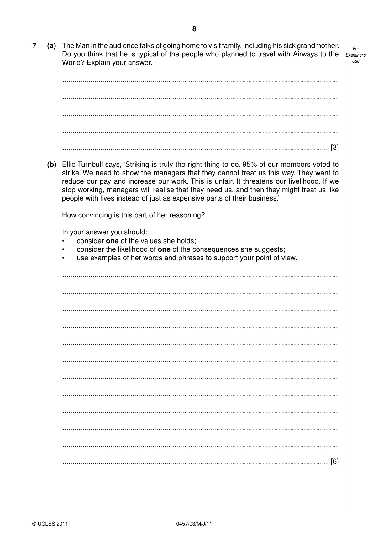 Cambridge IGCSE Global Perspectives 0457 2011 May/June Paper 3 · Variant 1 question paper, page 8 of 12