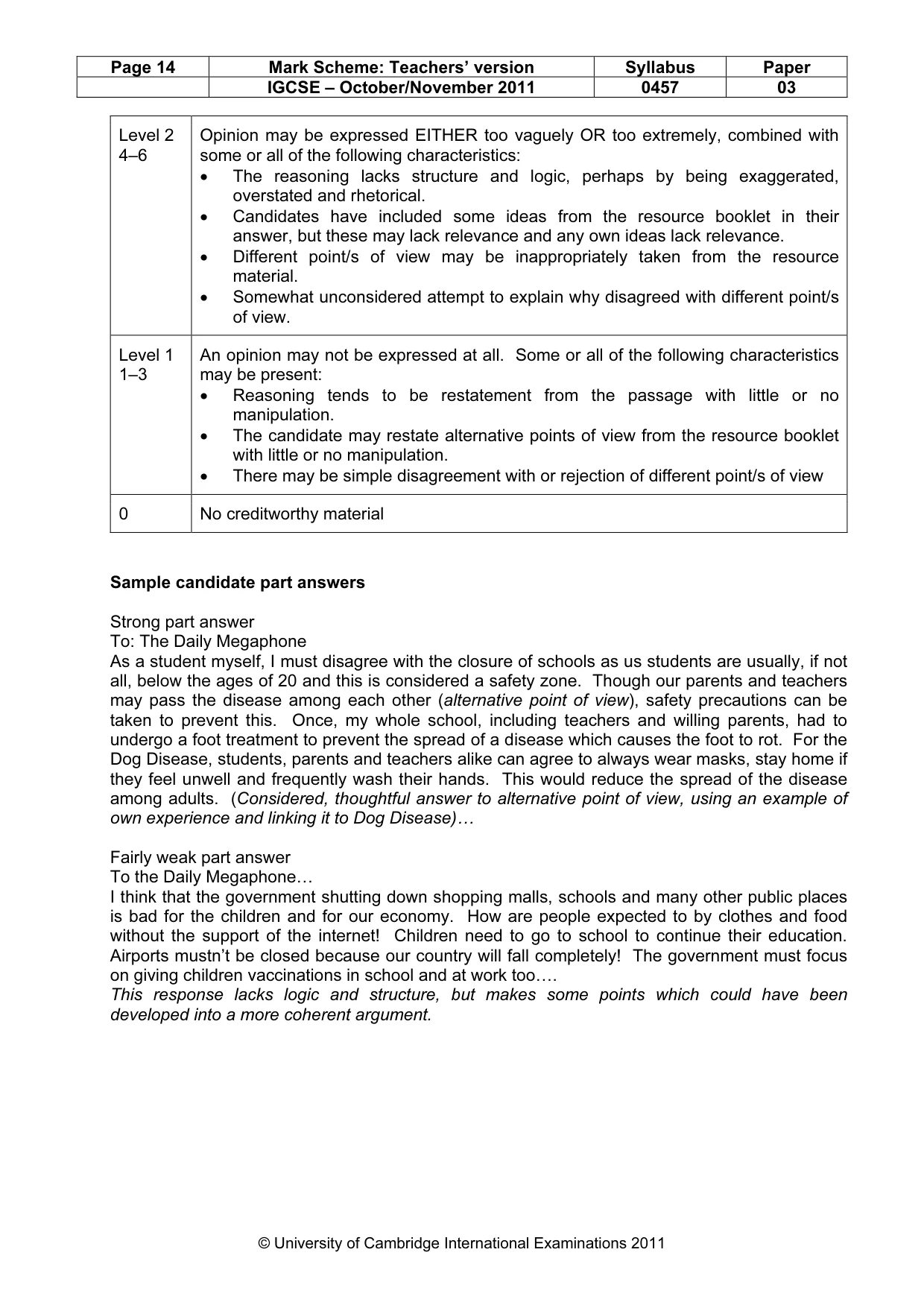 Mark scheme, page 14 of 23