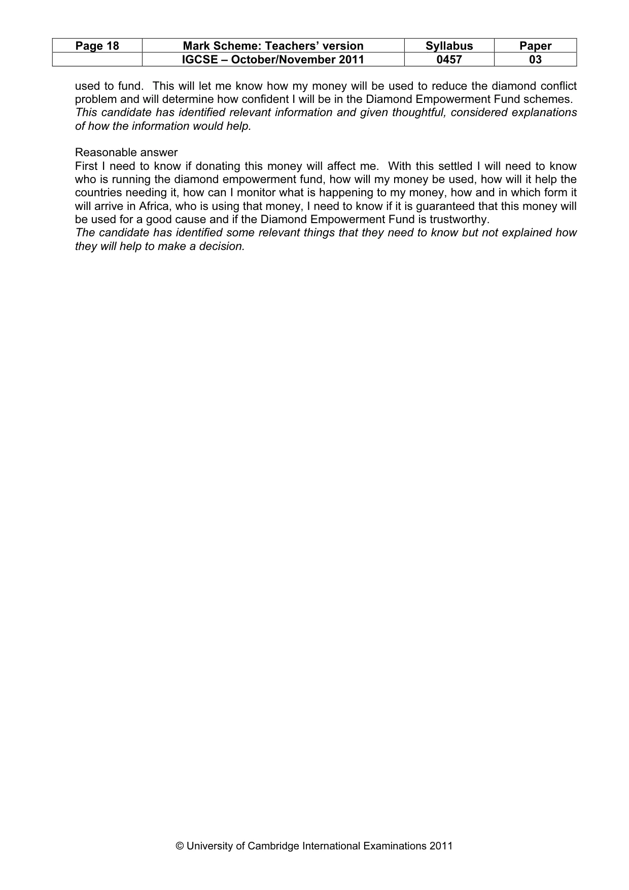 Mark scheme, page 18 of 23