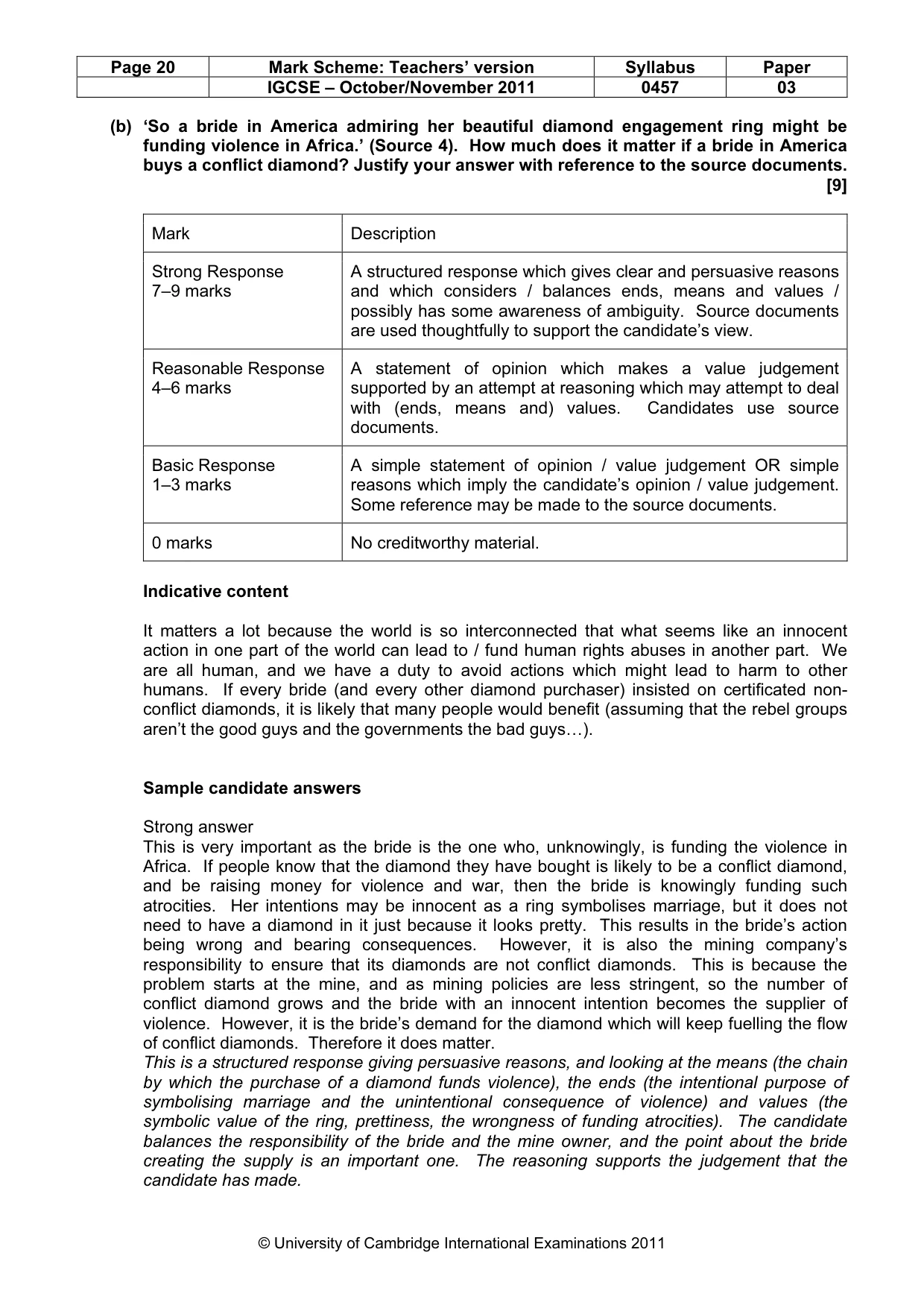 Mark scheme, page 20 of 23