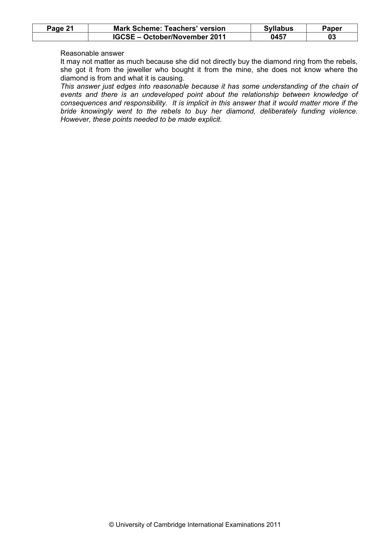 Mark scheme, page 21 of 23