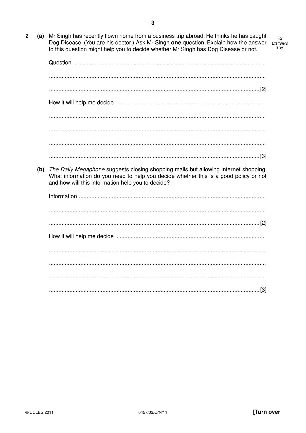 Cambridge IGCSE Global Perspectives 0457 2011 Oct/Nov Paper 3 · Variant 1 question paper, page 3 of 12