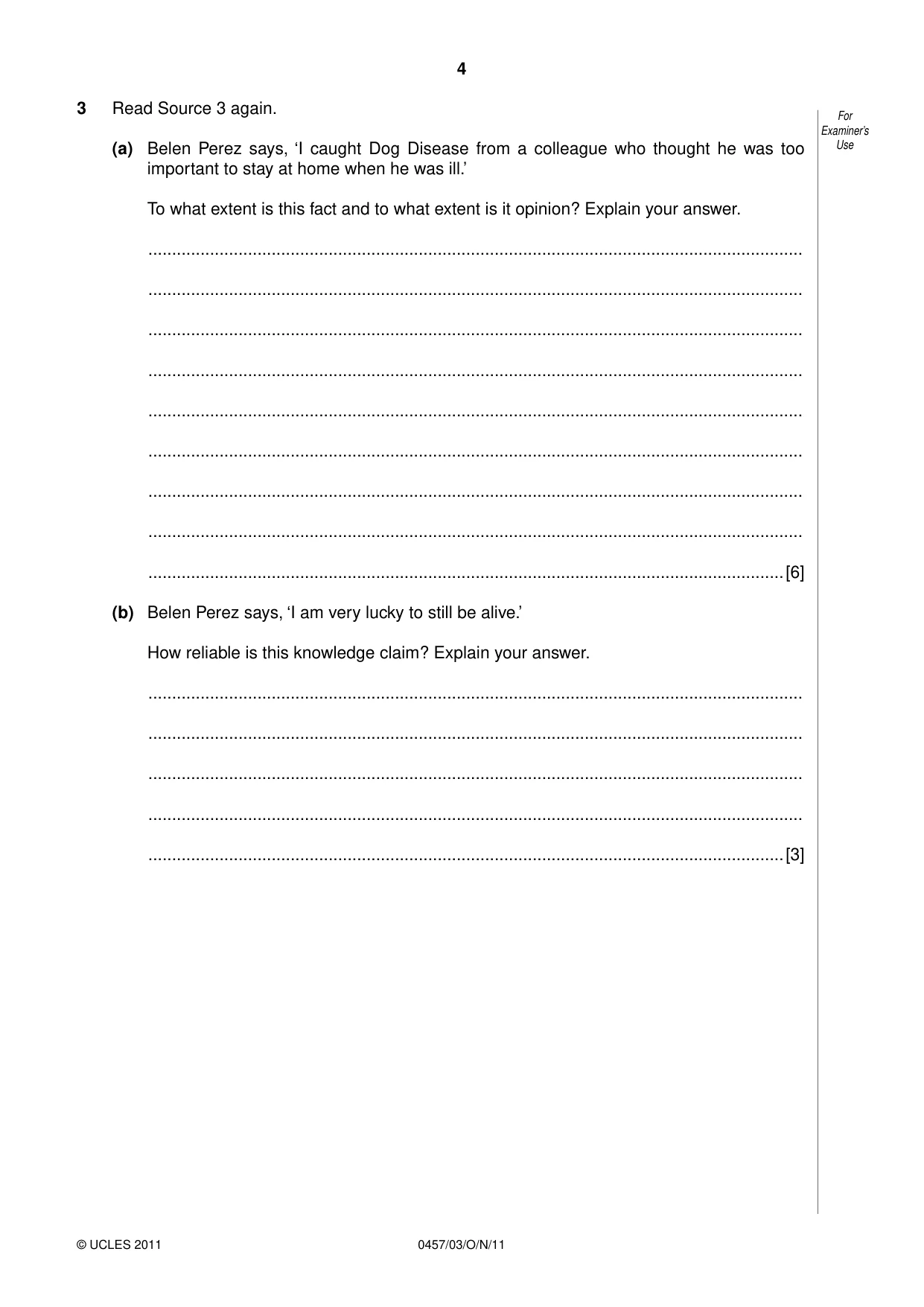 Cambridge IGCSE Global Perspectives 0457 2011 Oct/Nov Paper 3 · Variant 1 question paper, page 4 of 12