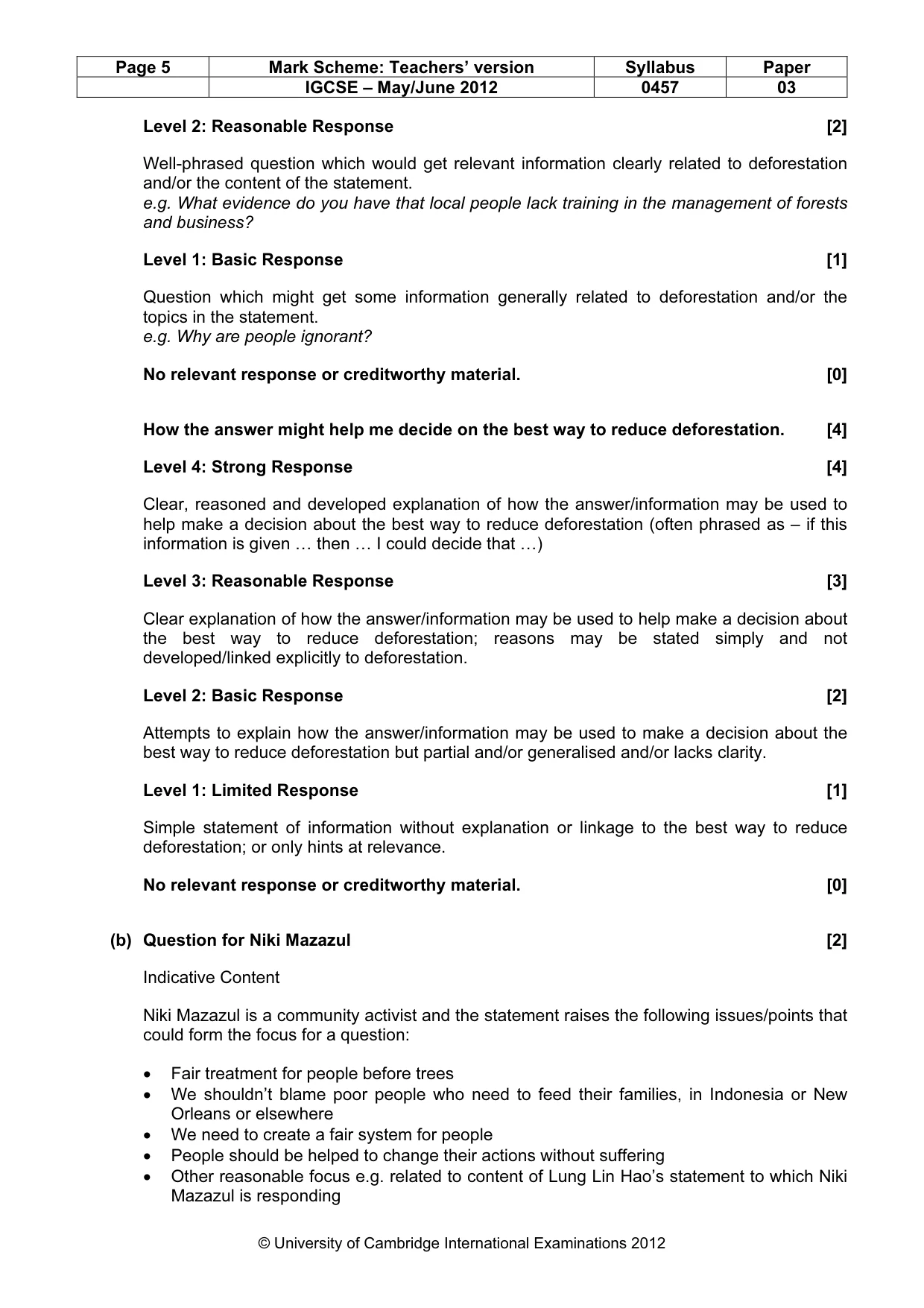 Mark scheme, page 5 of 12