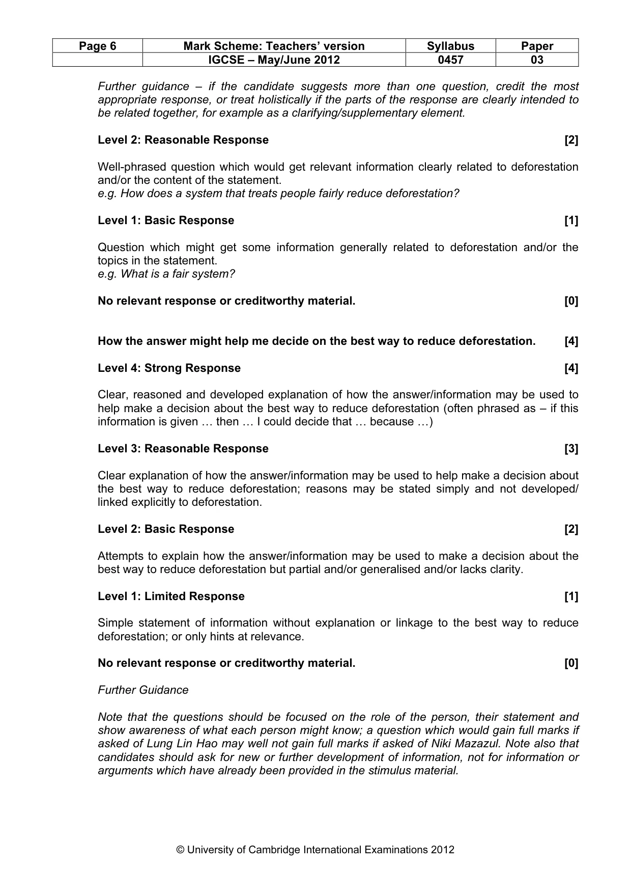 Mark scheme, page 6 of 12