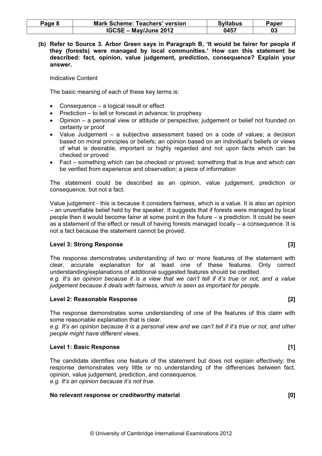 Mark scheme, page 8 of 12