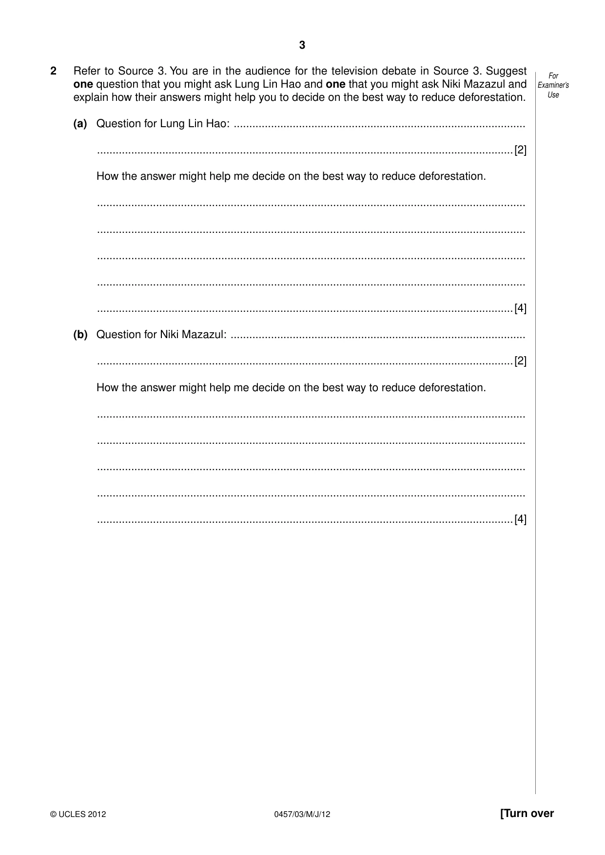Cambridge IGCSE Global Perspectives 0457 2012 May/June Paper 3 · Variant 1 question paper, page 3 of 8
