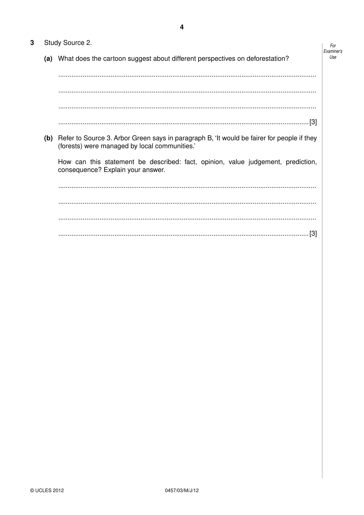 Cambridge IGCSE Global Perspectives 0457 2012 May/June Paper 3 · Variant 1 question paper, page 4 of 8
