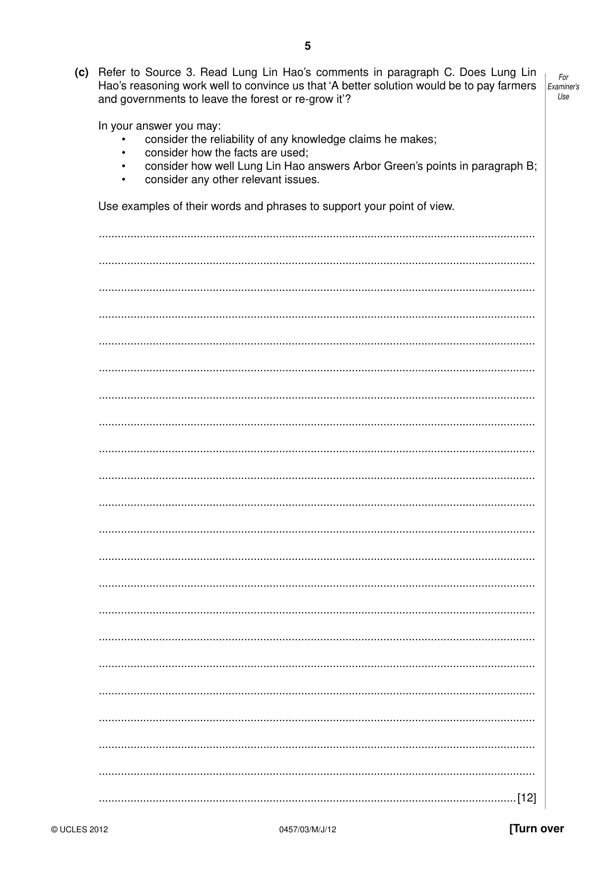Cambridge IGCSE Global Perspectives 0457 2012 May/June Paper 3 · Variant 1 question paper, page 5 of 8