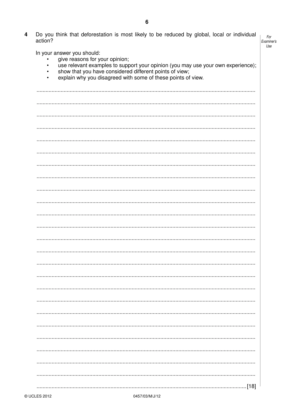 Cambridge IGCSE Global Perspectives 0457 2012 May/June Paper 3 · Variant 1 question paper, page 6 of 8