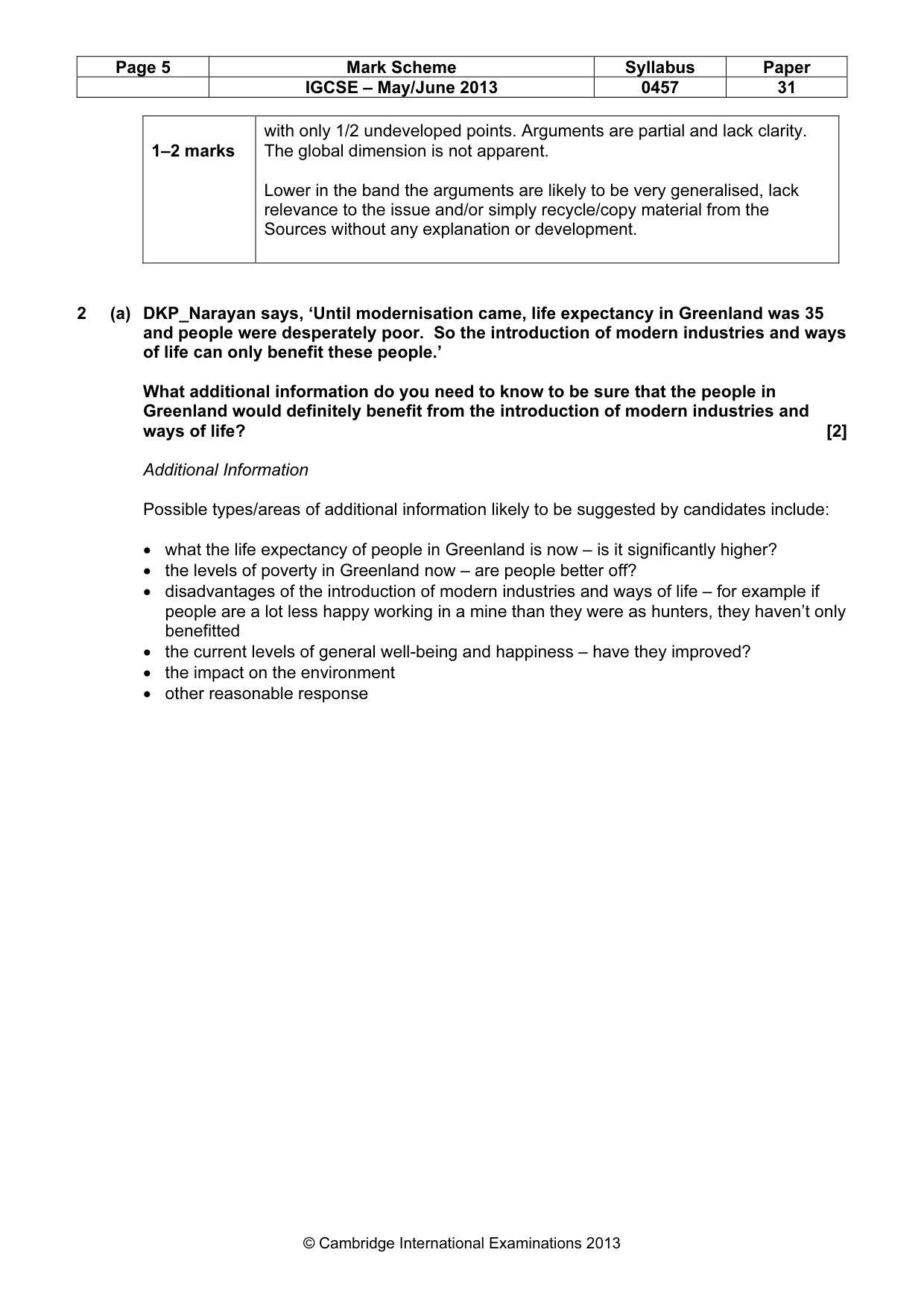 Mark scheme, page 5 of 13
