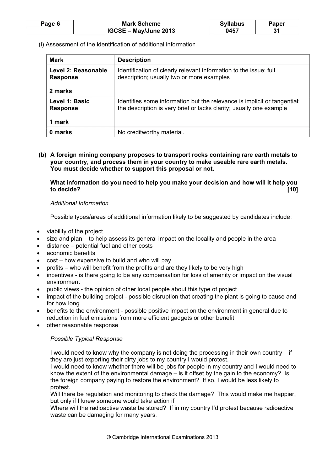 Mark scheme, page 6 of 13