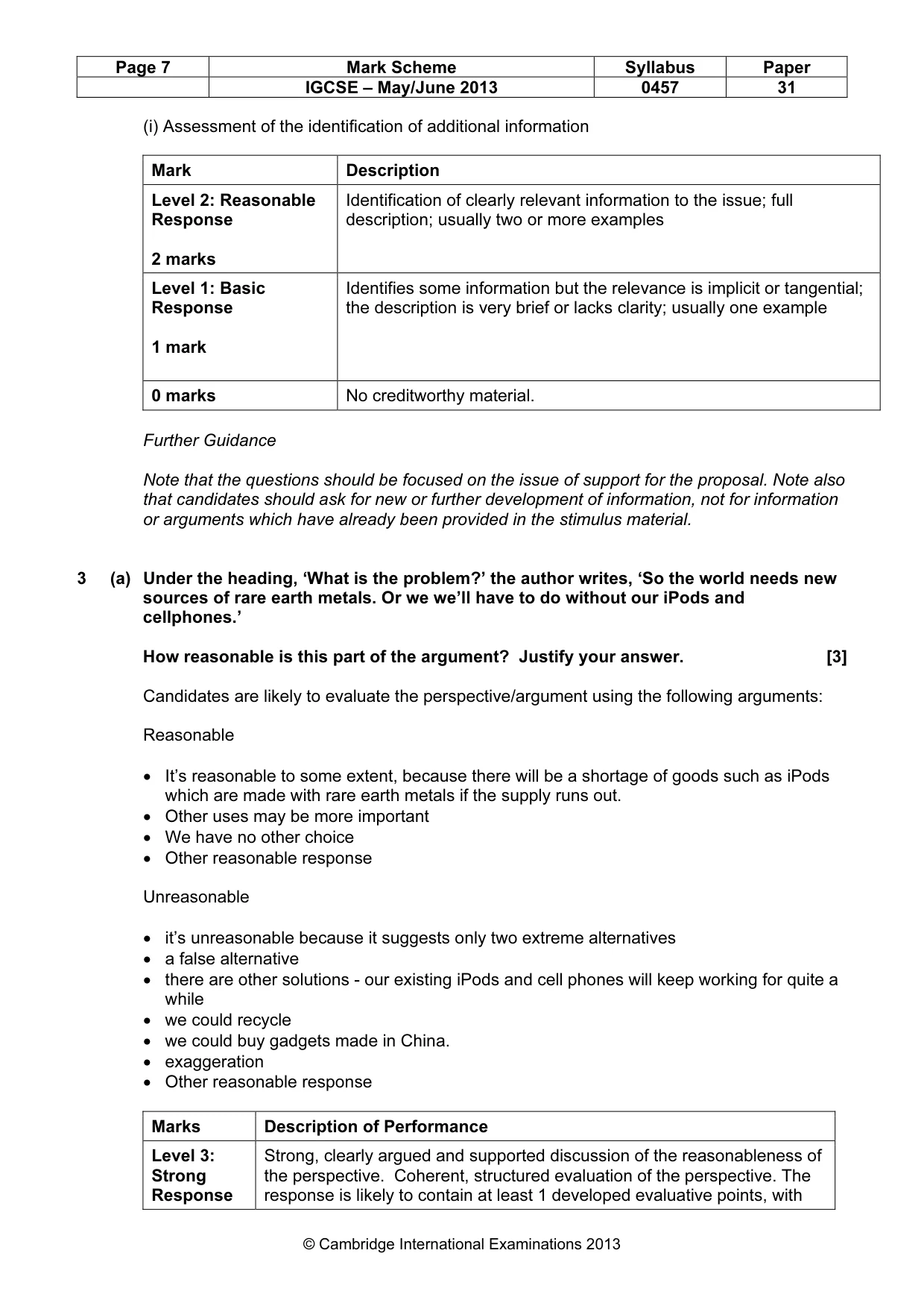 Mark scheme, page 7 of 13