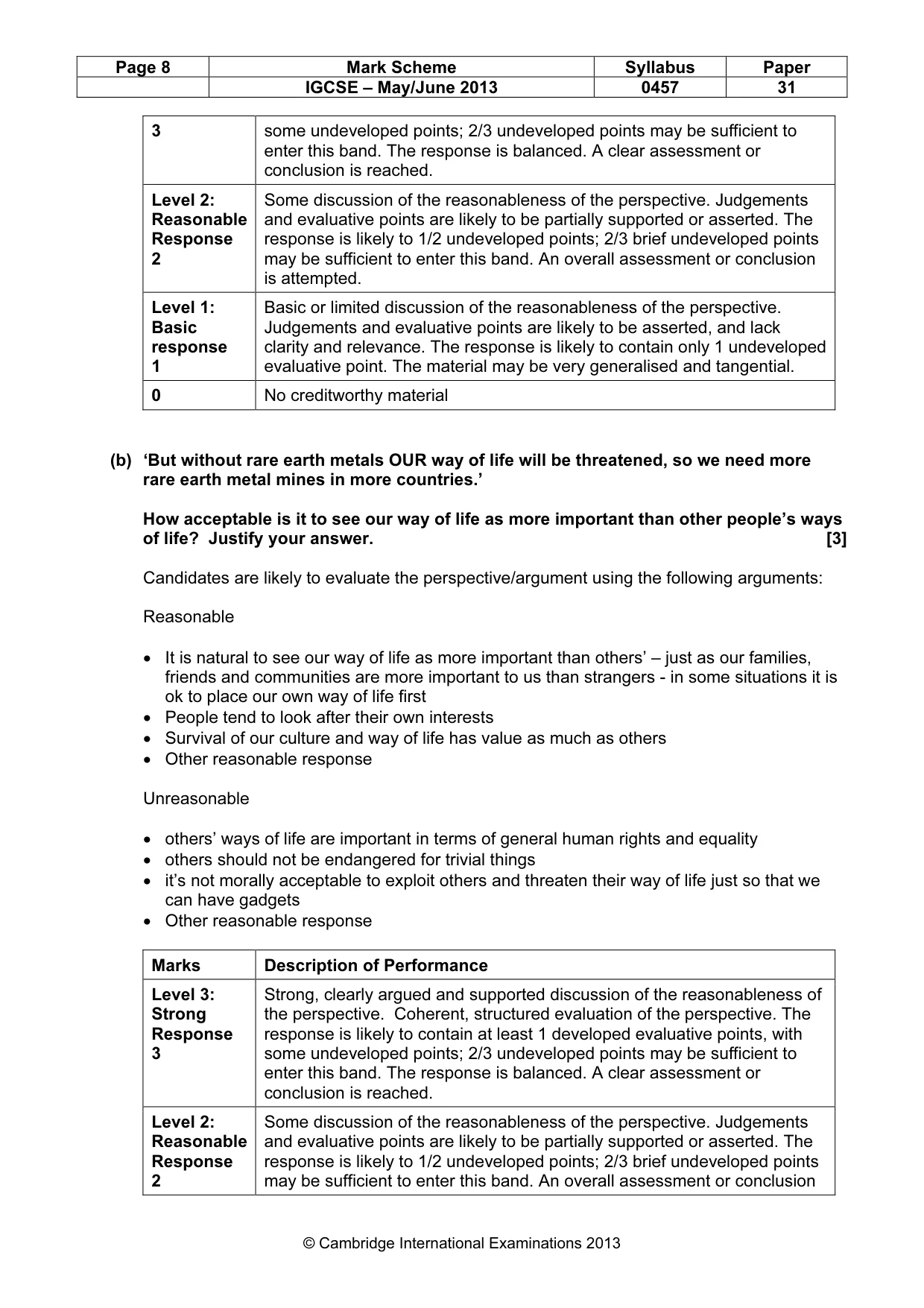 Mark scheme, page 8 of 13