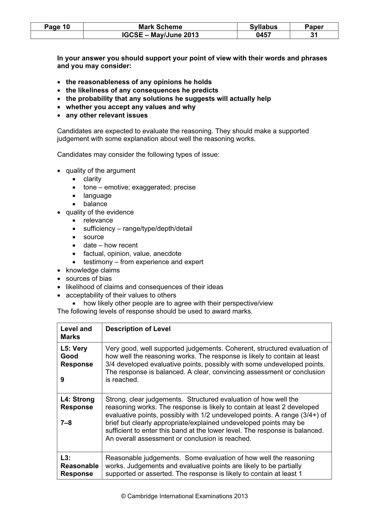 Mark scheme, page 10 of 13