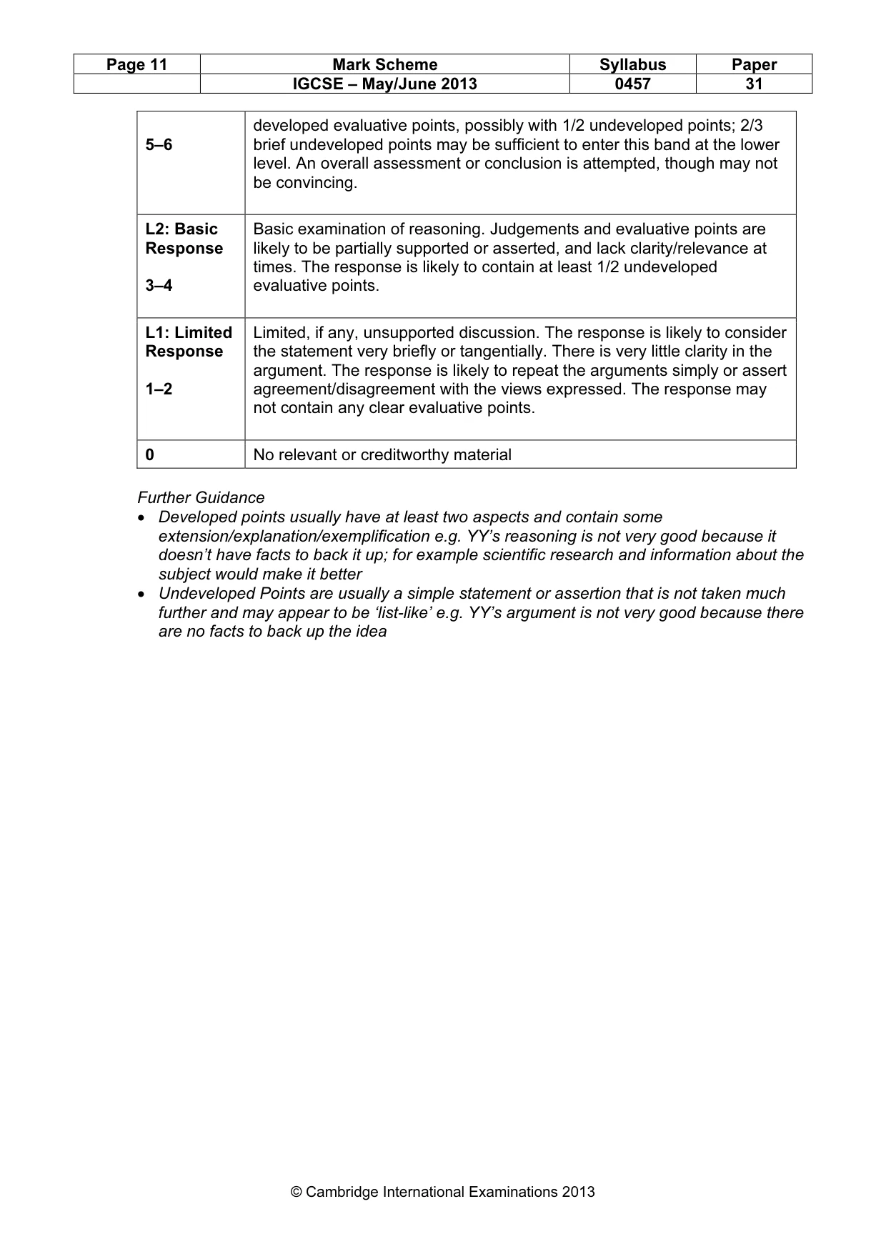 Mark scheme, page 11 of 13