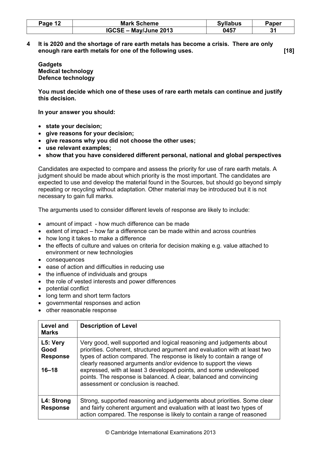 Mark scheme, page 12 of 13