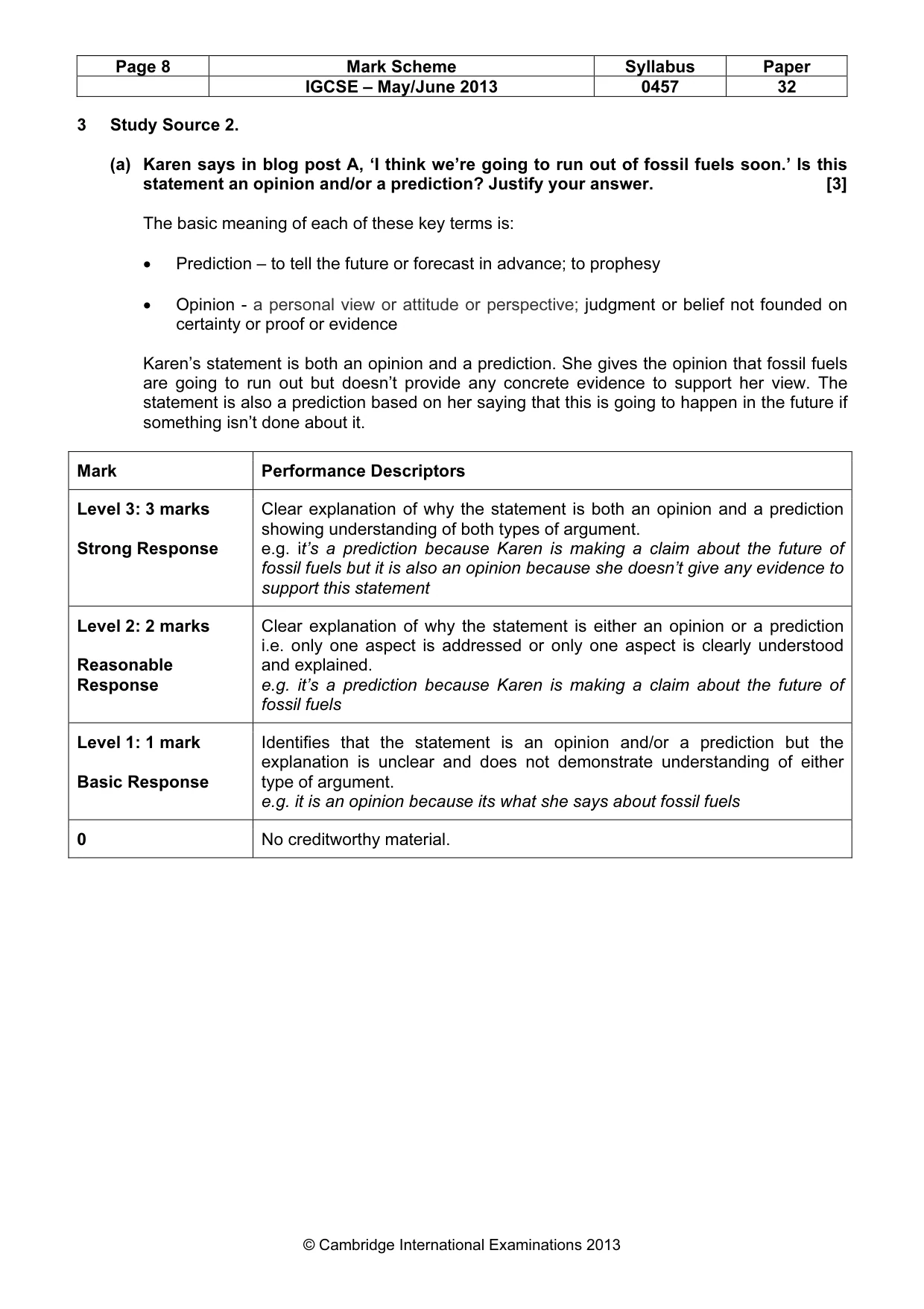 Mark scheme, page 8 of 14