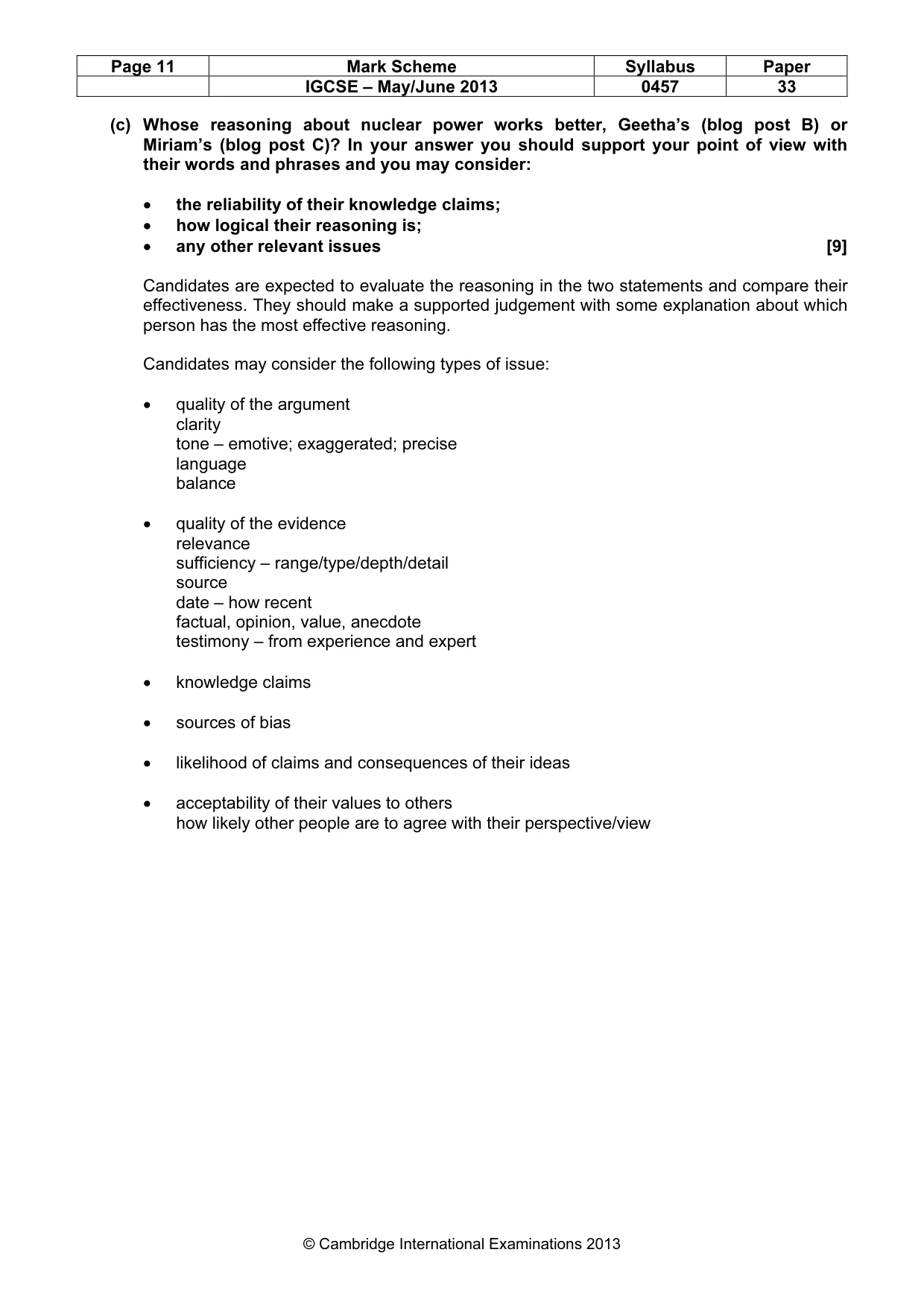 Mark scheme, page 11 of 14