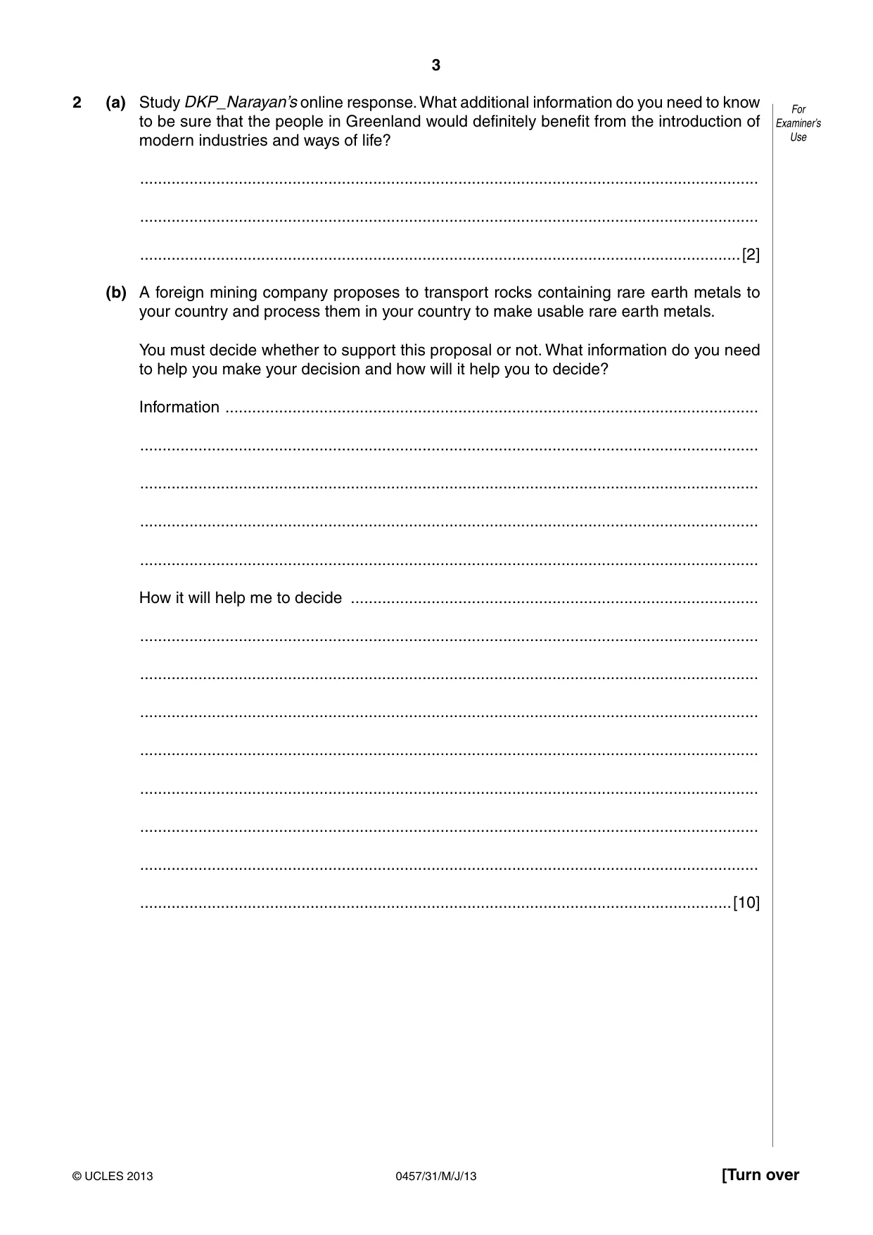 Cambridge IGCSE Global Perspectives 0457 2013 May/June Paper 3 · Variant 1 question paper, page 3 of 8