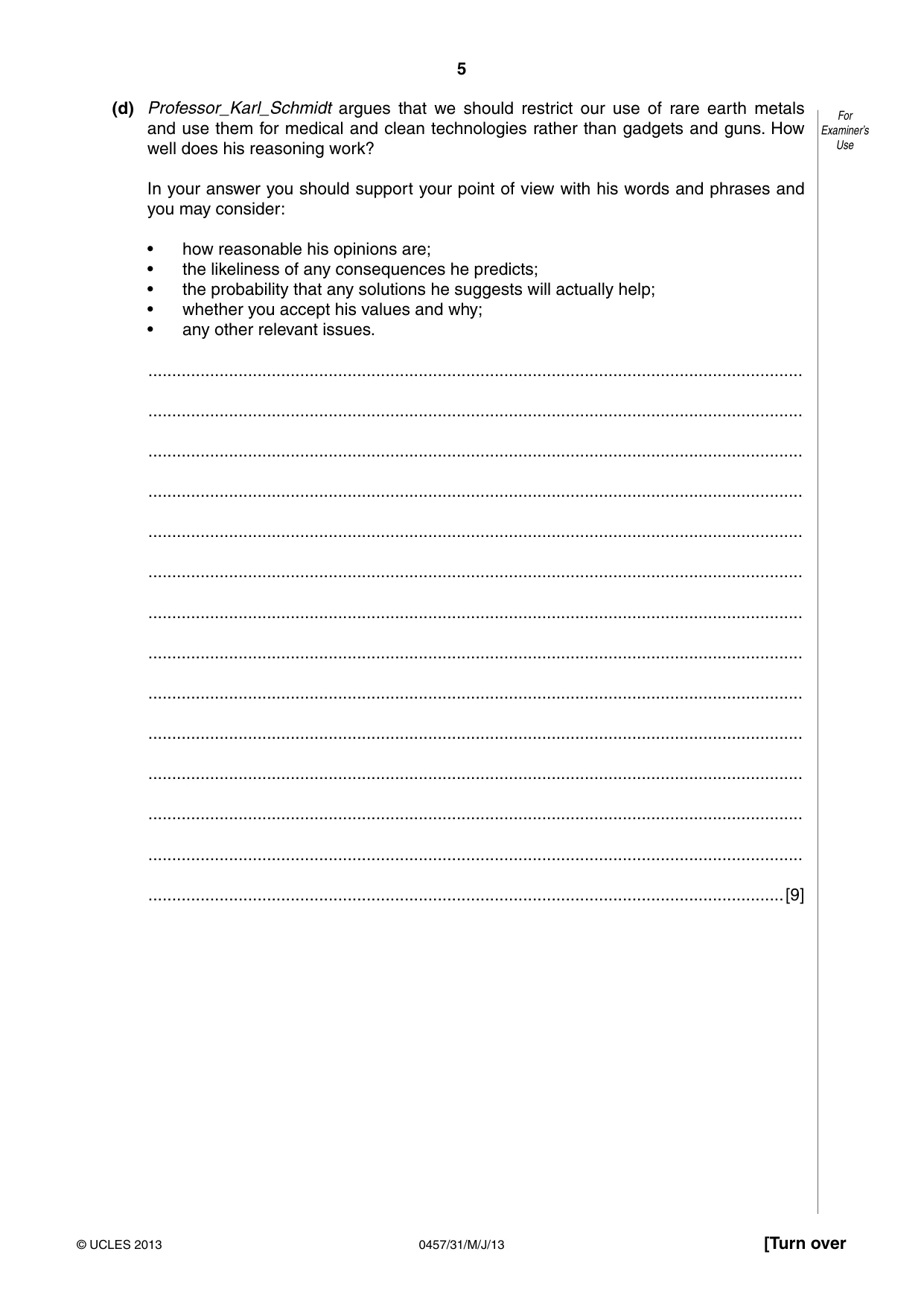 Cambridge IGCSE Global Perspectives 0457 2013 May/June Paper 3 · Variant 1 question paper, page 5 of 8