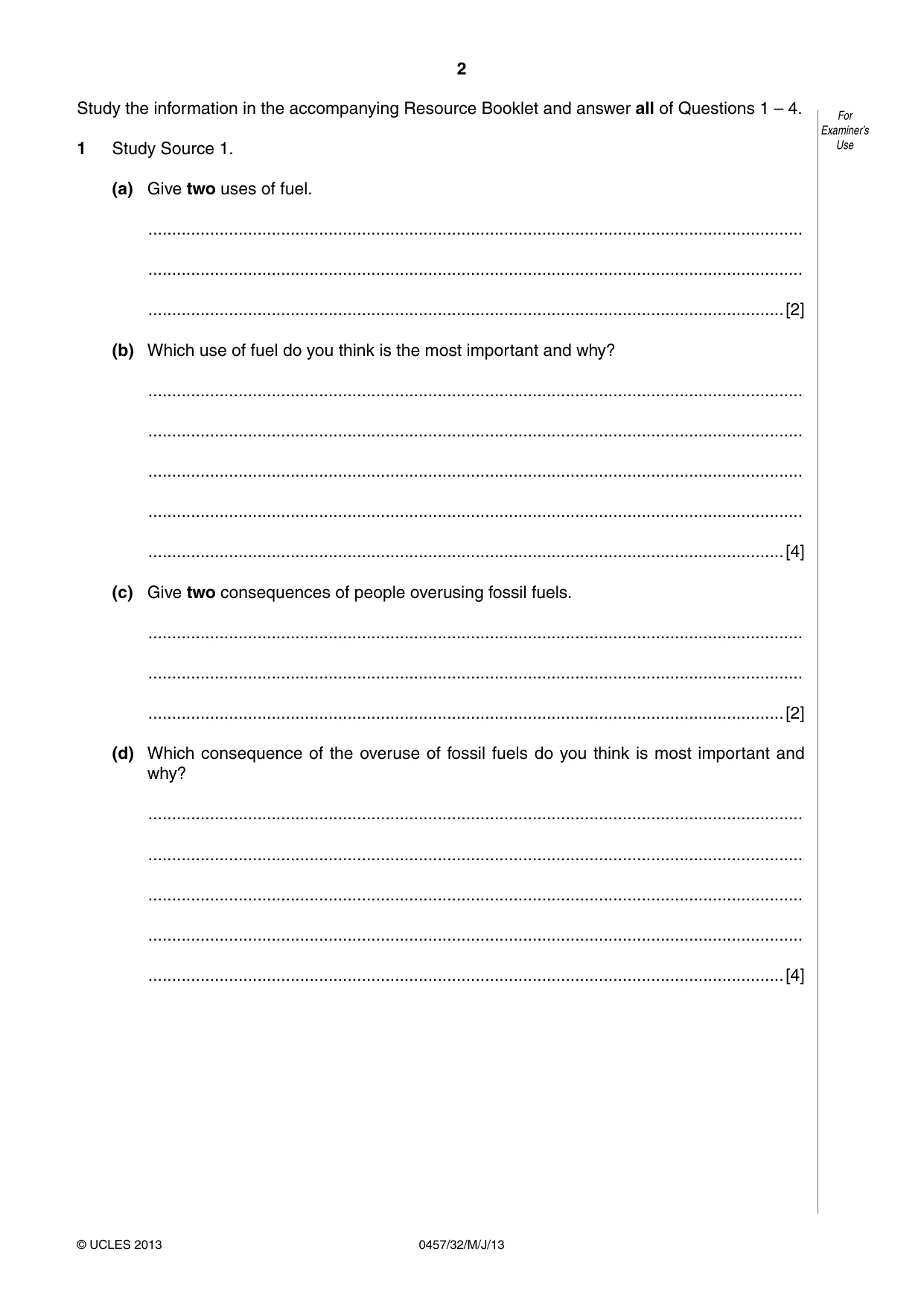 Cambridge IGCSE Global Perspectives 0457 2013 May/June Paper 3 · Variant 2 question paper, page 2 of 8