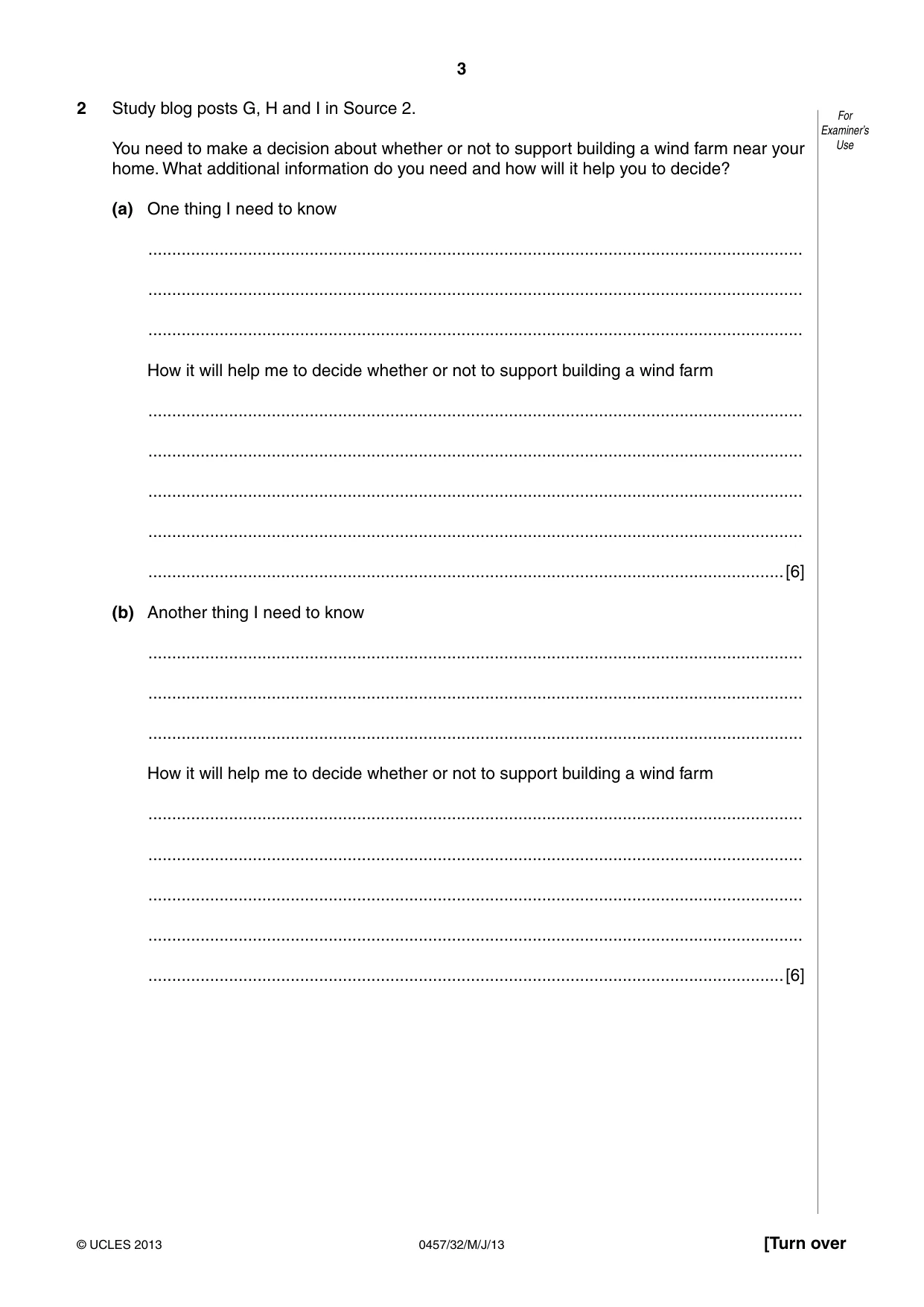 Cambridge IGCSE Global Perspectives 0457 2013 May/June Paper 3 · Variant 2 question paper, page 3 of 8
