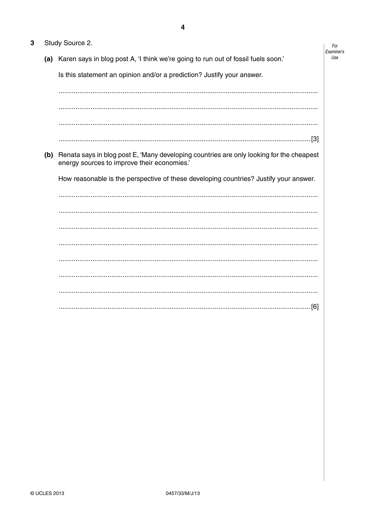 Cambridge IGCSE Global Perspectives 0457 2013 May/June Paper 3 · Variant 3 question paper, page 4 of 8