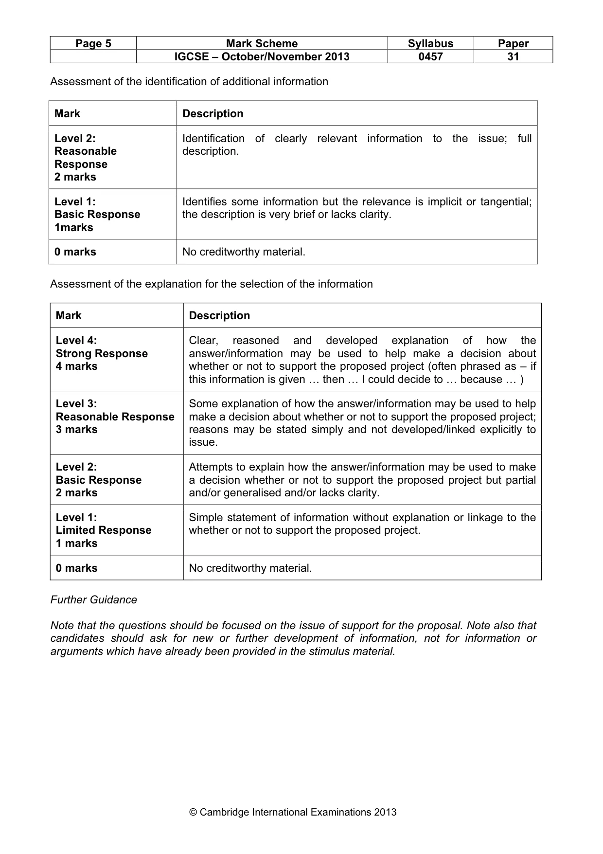 Mark scheme, page 5 of 13