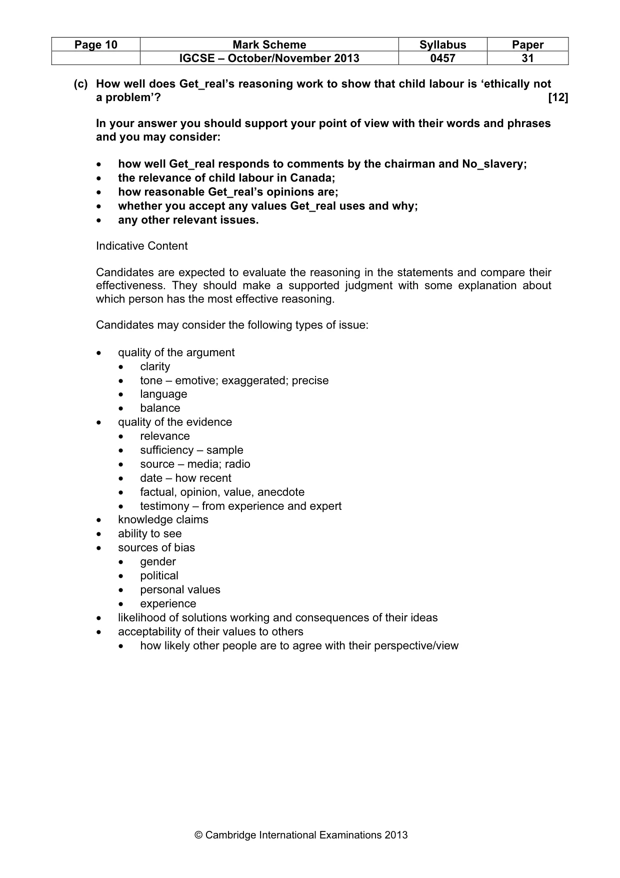 Mark scheme, page 10 of 13