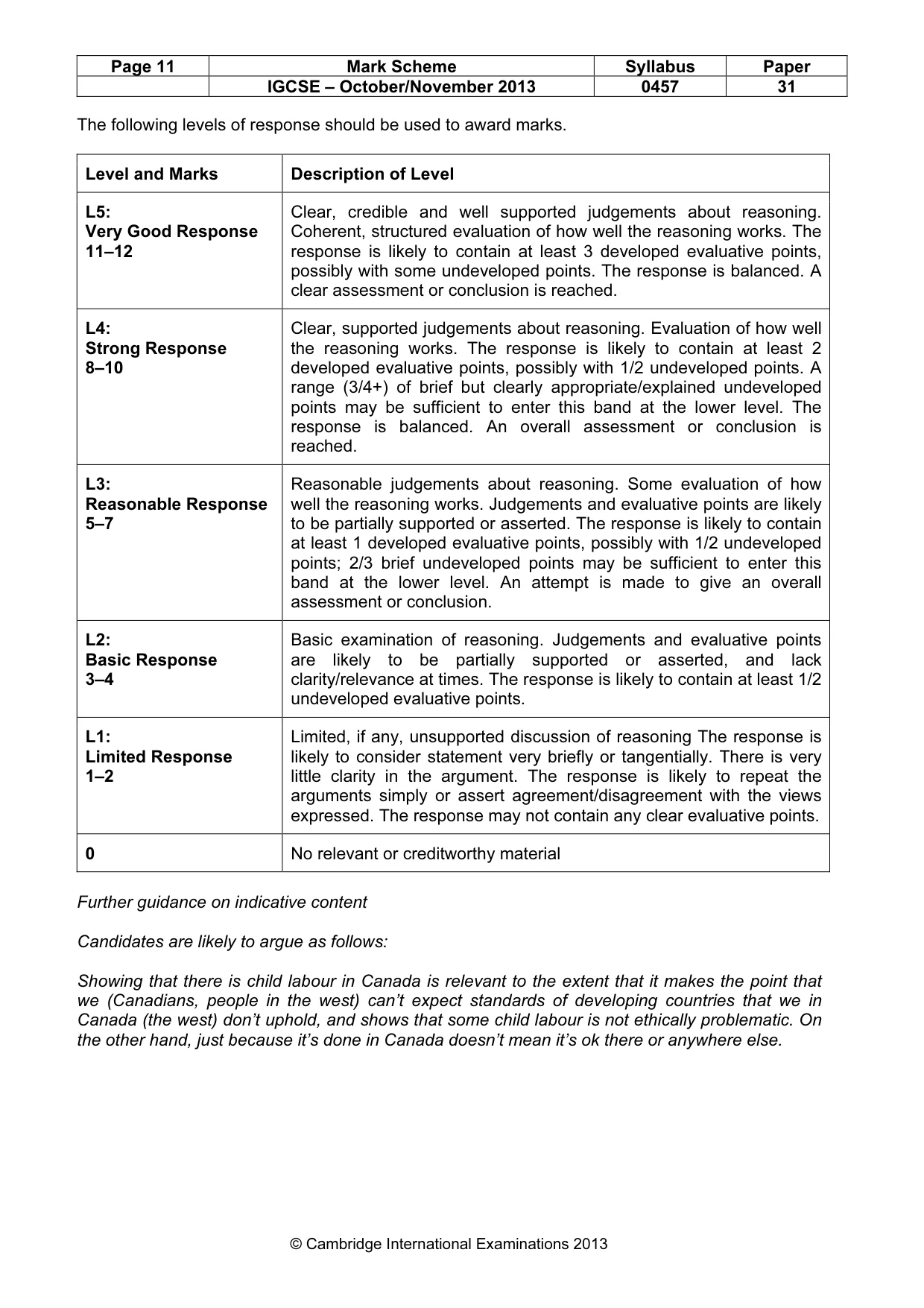 Mark scheme, page 11 of 13