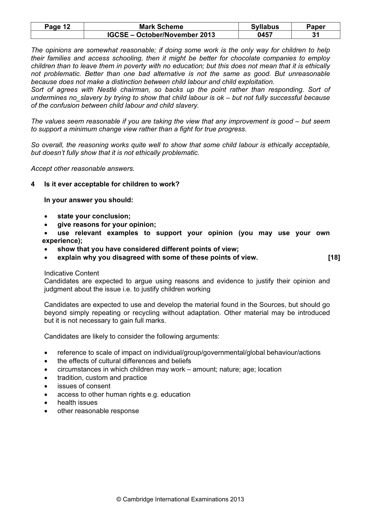 Mark scheme, page 12 of 13