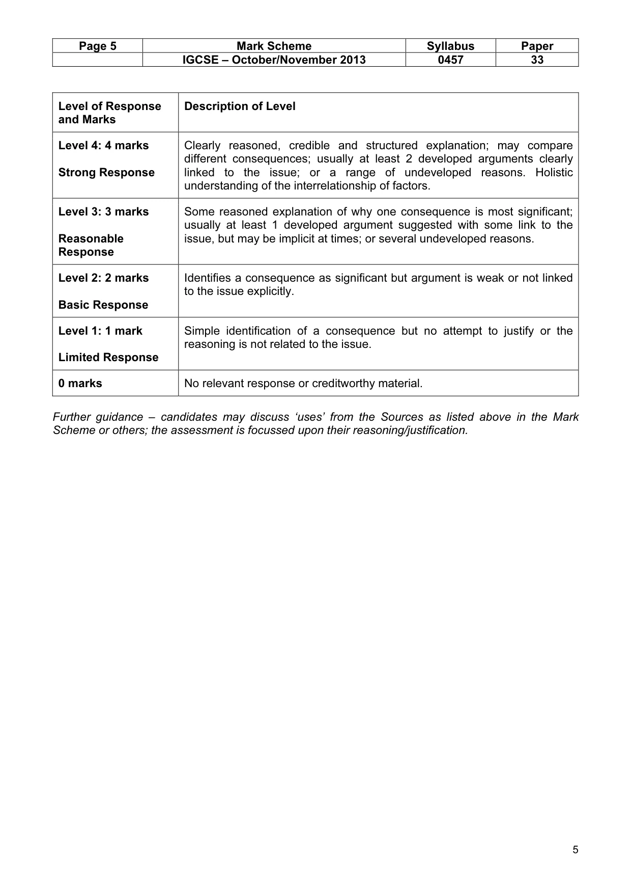 Mark scheme, page 5 of 13