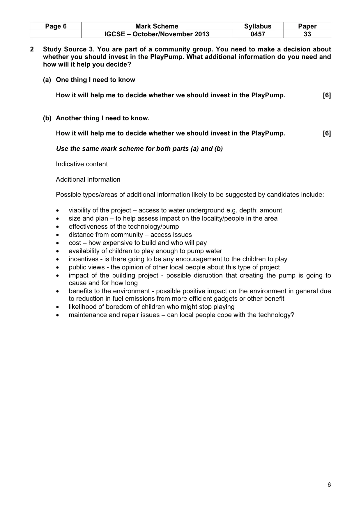Mark scheme, page 6 of 13