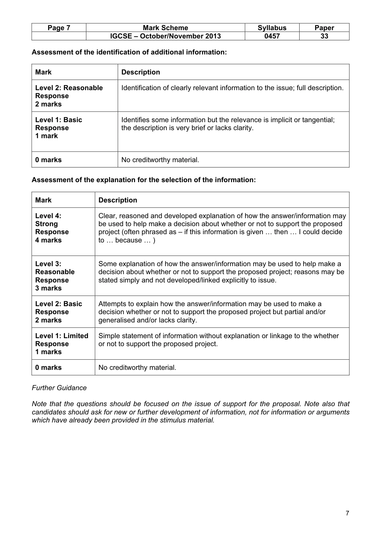 Mark scheme, page 7 of 13
