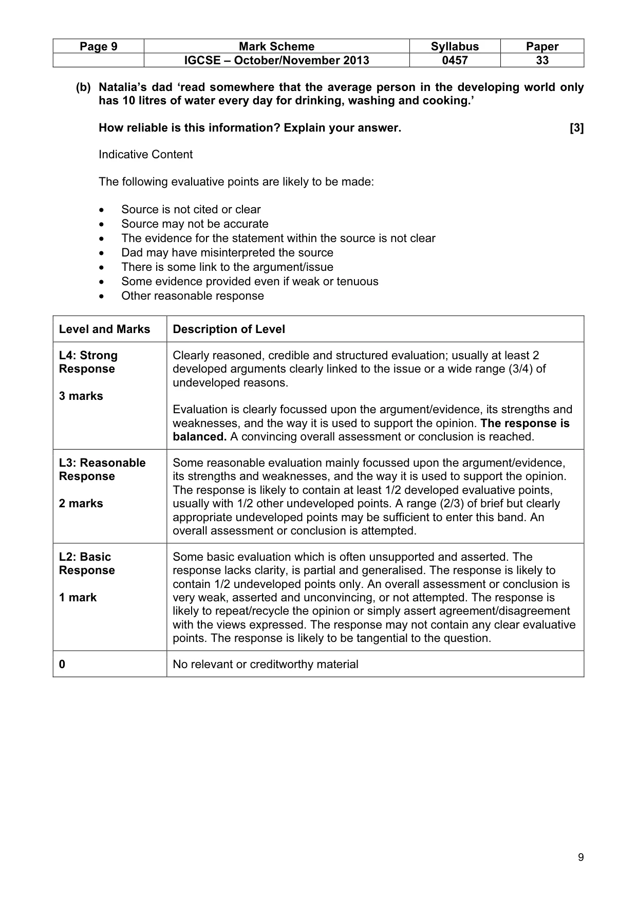 Mark scheme, page 9 of 13