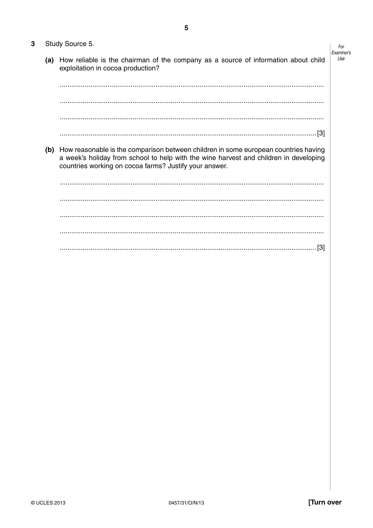 Cambridge IGCSE Global Perspectives 0457 2013 Oct/Nov Paper 3 · Variant 1 question paper, page 5 of 8