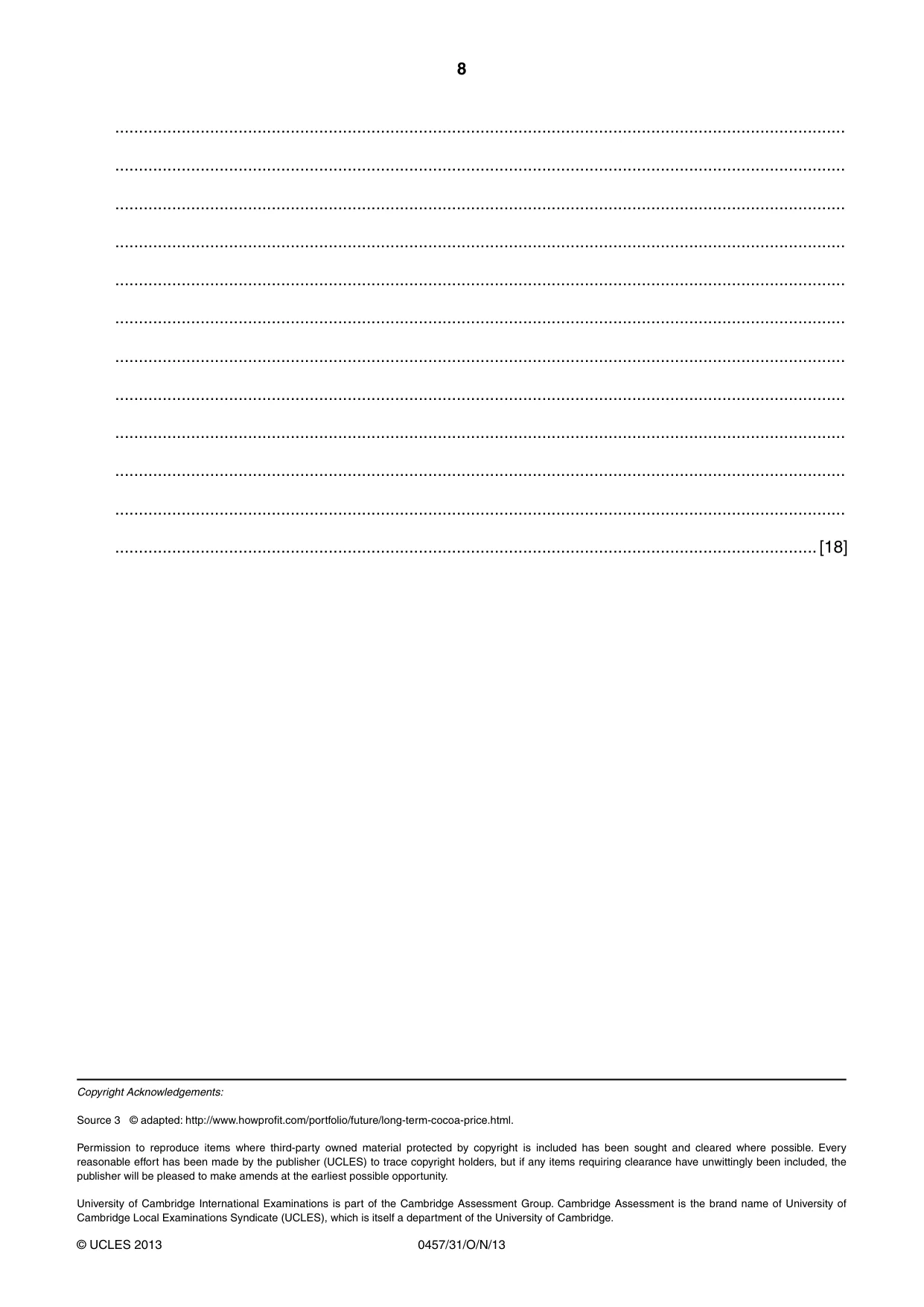 Cambridge IGCSE Global Perspectives 0457 2013 Oct/Nov Paper 3 · Variant 1 question paper, page 8 of 8