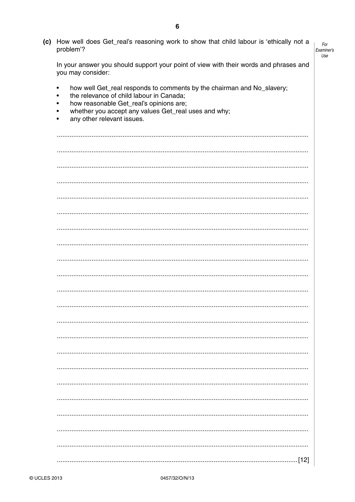 Cambridge IGCSE Global Perspectives 0457 2013 Oct/Nov Paper 3 · Variant 2 question paper, page 6 of 8