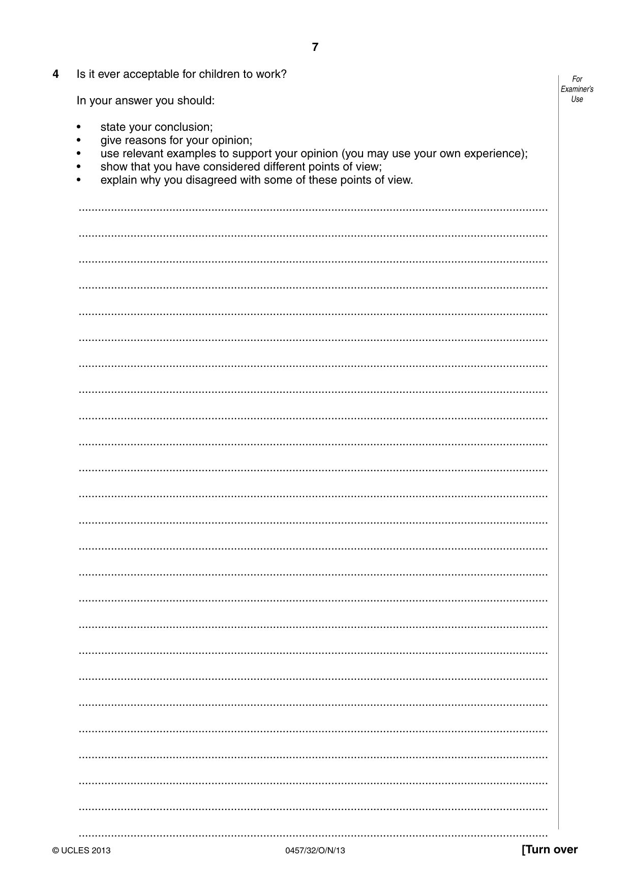Cambridge IGCSE Global Perspectives 0457 2013 Oct/Nov Paper 3 · Variant 2 question paper, page 7 of 8