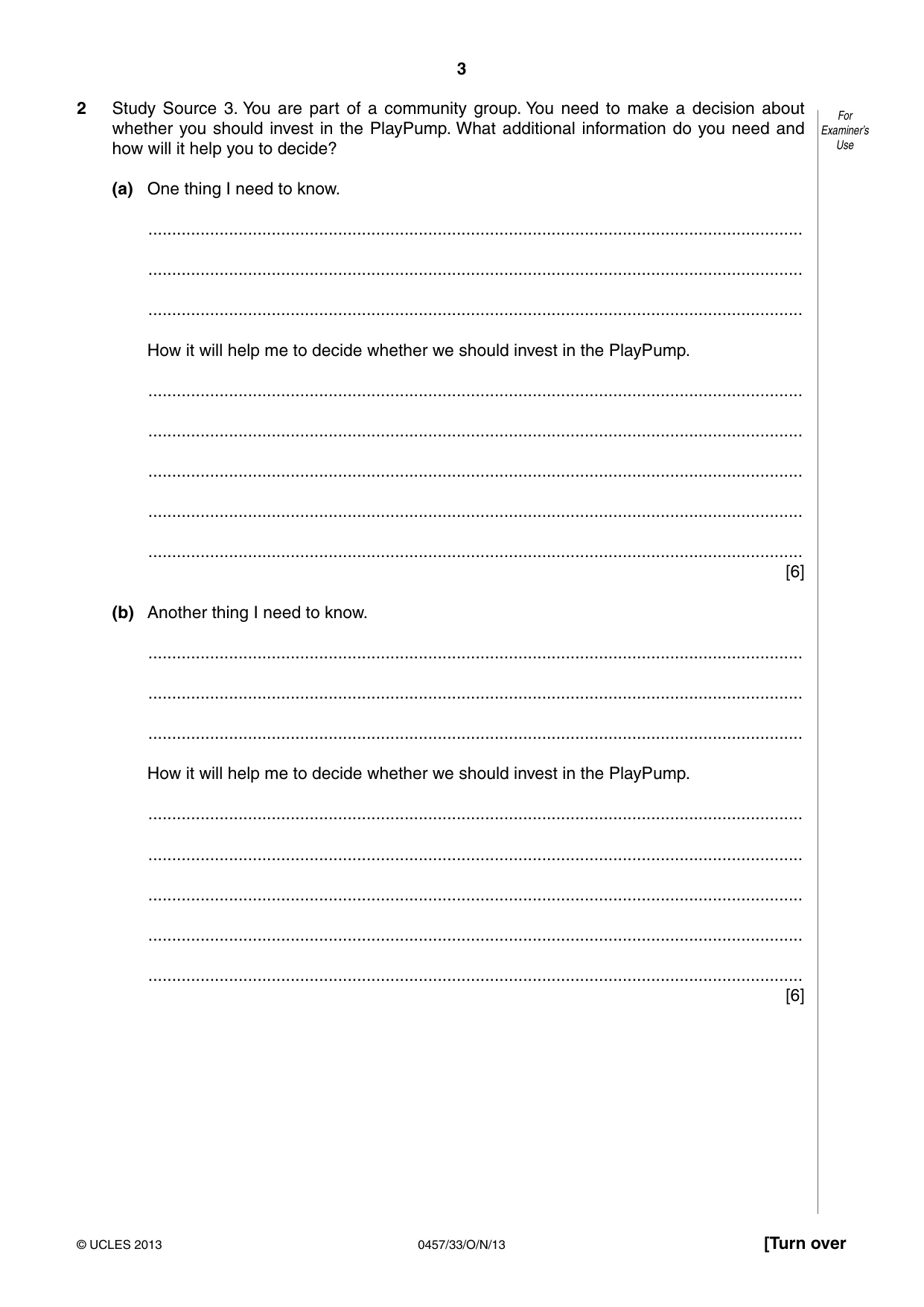 Cambridge IGCSE Global Perspectives 0457 2013 Oct/Nov Paper 3 · Variant 3 question paper, page 3 of 8