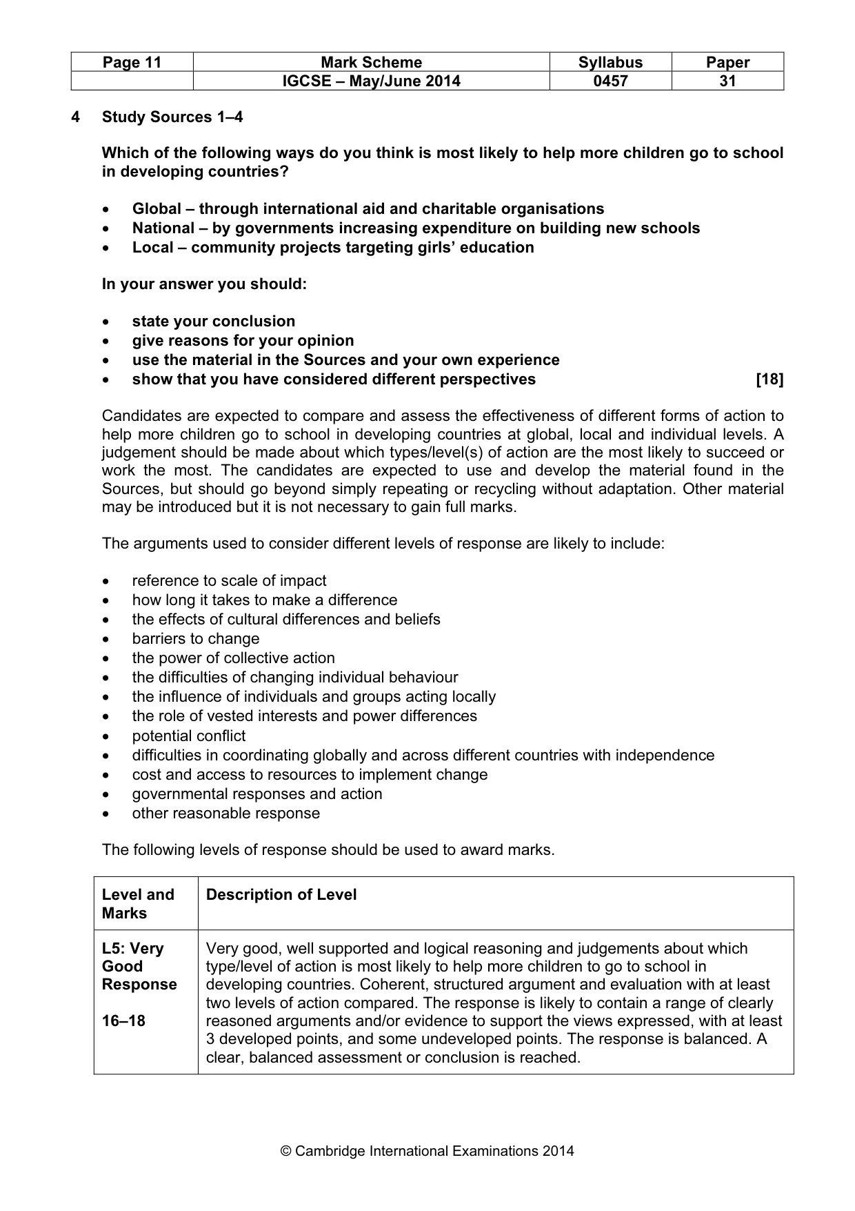 Mark scheme, page 11 of 12